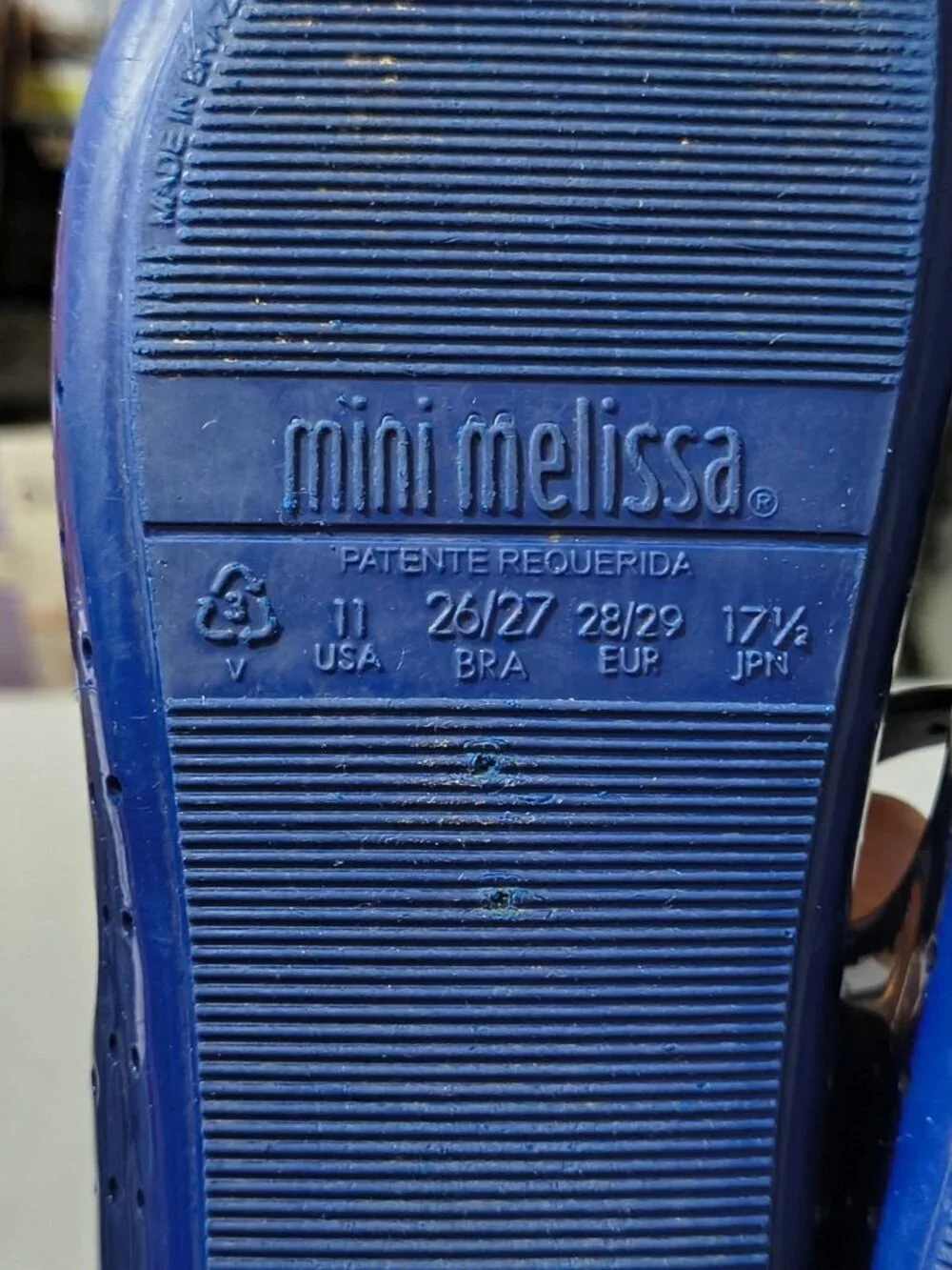 Mini Melissa Navy Blue Furadinha XL Mary Jane Flats Girls Size 11